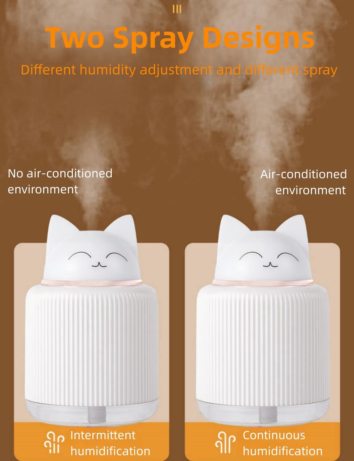 Mini Cute Cat Shape Humidifier - Personal Desktop Humidifier for Car, Plants, Office Room, Bedroom - 2 Mist Modes, 2 LED Colors, Auto Shutoff, Quiet (Pink)