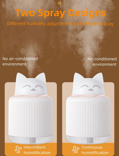 Mini Cute Cat Shape Humidifier - Personal Desktop Humidifier for Car, Plants, Office Room, Bedroom - 2 Mist Modes, 2 LED Colors, Auto Shutoff, Quiet (Pink)