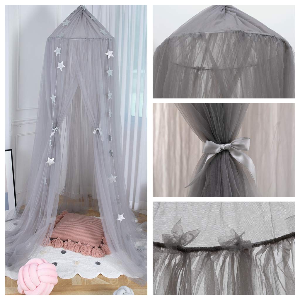 Bed Canopy for Girls - Princess Bed Canopy Mosquito Net Nursery Play Room Decor Dome Premium Yarn Netting Curtains Baby Game Dream Castle, Pink