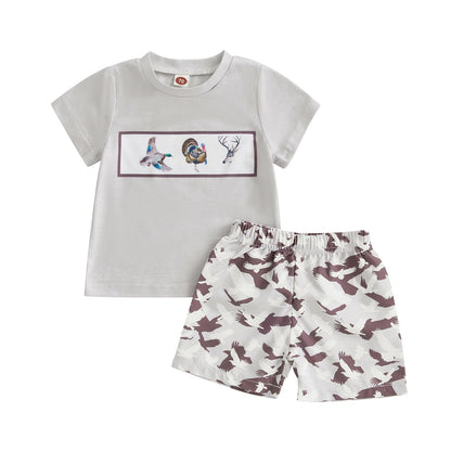Toddler Baby Boy Summer Clothes Funny Pattren Letter Short Sleeve T Shirt with Shorts 2 Peices Outfits