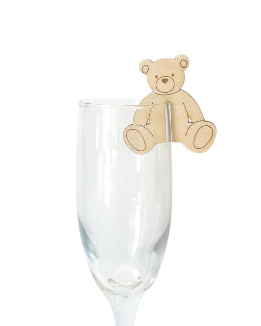 Pack of 10 Teddy Bear Drink Tags Marker, Bearly Wait, Teddy Bear Drink Charm, Baby Shower Decor, Custom Drink Marker, BEar Decor, Drink Accessories