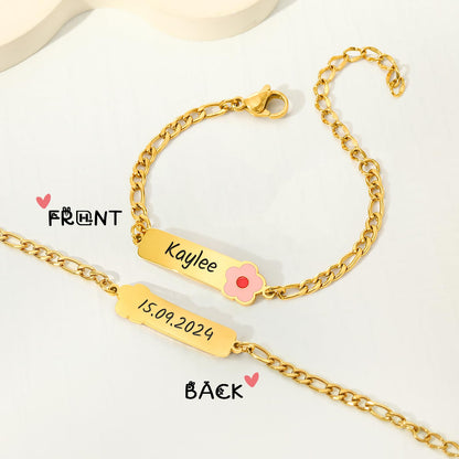 Personalized Baby Name Bracelet, 18K Gold Plated Customized Bracelets Id Protection Bracelet New Born Birthday Gift for Toddler Girls Boys