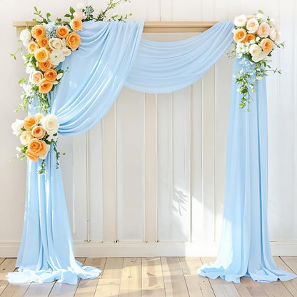 Wedding Arch Draping Fabric 2 Panels 30'' x 18FT Sage Green Sheer Chiffon Arch Drapery for Bridal Shower Backdrop Outdoor Party Church Ceremony