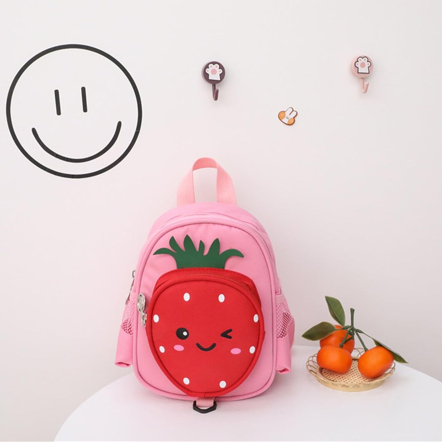 Toddler Backpack with Leash, Accmor 4 in 1 Kids Mini Backpacks with Anti Lost Wrist Link, Cute Child Harness Bag Rein for Outdoor, Strawberry Back Pack Rope Tether for Baby Girls Aged 1-3 Years (Pink)