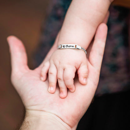 Personalized Baby Name Bracelet, 18K Gold Plated Customized Bracelets Id Protection Bracelet New Born Birthday Gift for Toddler Girls Boys