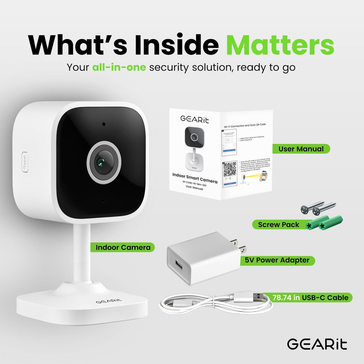 GEARit Baby Monitor with Camera & Audio 2K Video with Motion & Crying Detection, 2 Way Audio Easy WiFi Setup, Remote Monitoring - Easy to Set Crib Monitor with Adjustable Stand