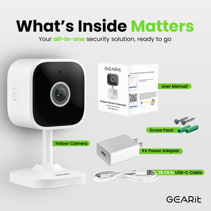 GEARit Baby Monitor with Camera & Audio 2K Video with Motion & Crying Detection, 2 Way Audio Easy WiFi Setup, Remote Monitoring - Easy to Set Crib Monitor with Adjustable Stand
