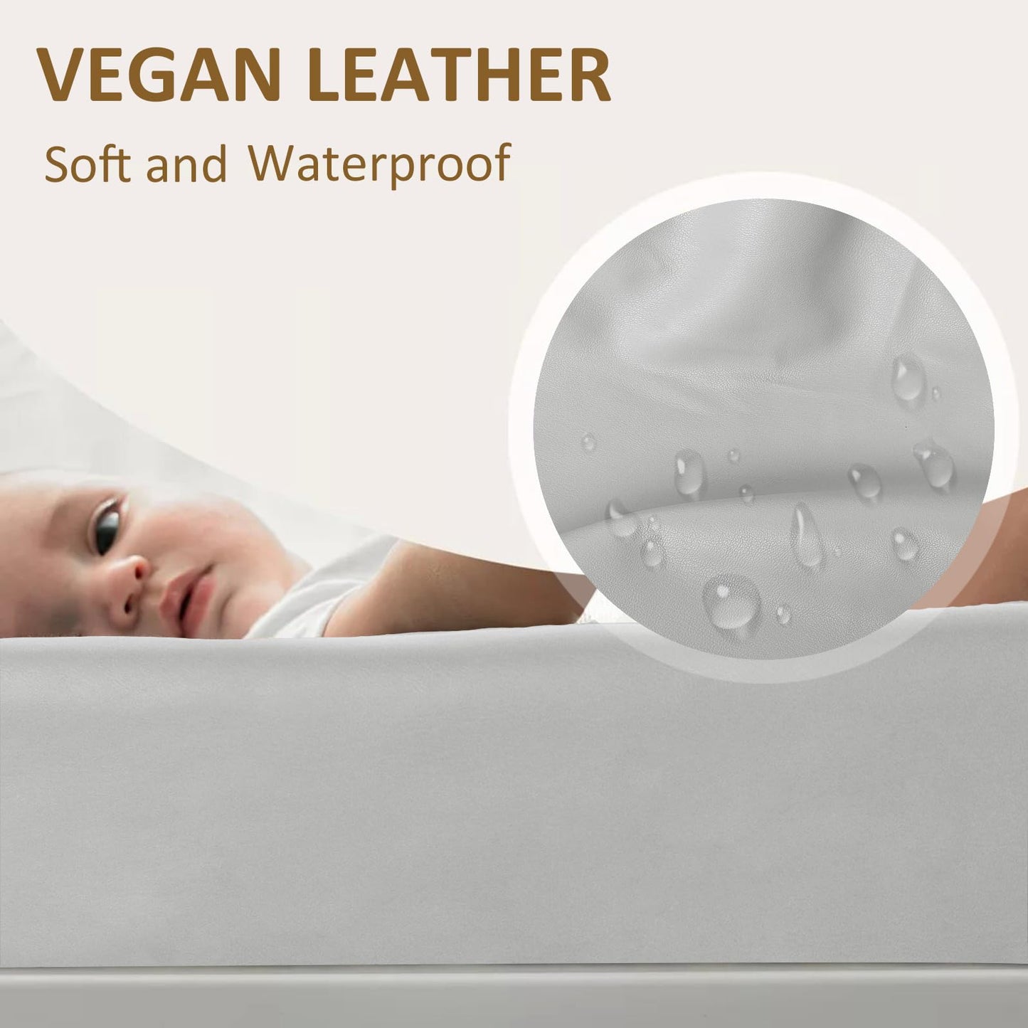 Owlowla Changing Pad Cover,Waterproof Changing Pad Covers-Soft Leather Diaper Changing Table Cover,Fits Standard Changing Pads for Baby Boy Girl（Brown）