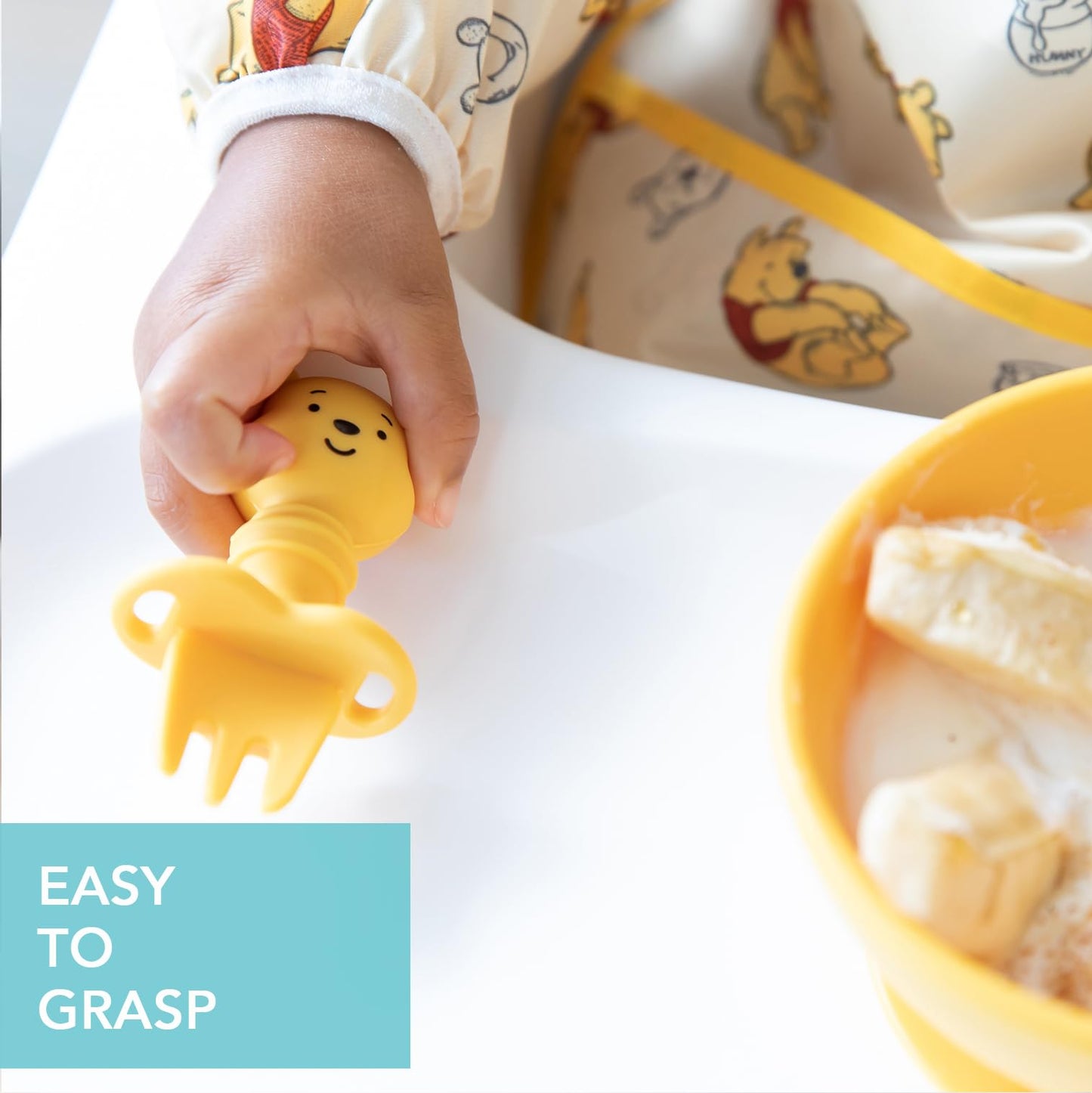 Bumkins Disney Baby Utensils Set, Chewtensils Silicone Spoons for Dipping, Self-Feeding, Baby Led Weaning, Trainer Learning, First Stage Eating, Soft Fork and Spoon, Babies 6 Months, Minnie Mouse