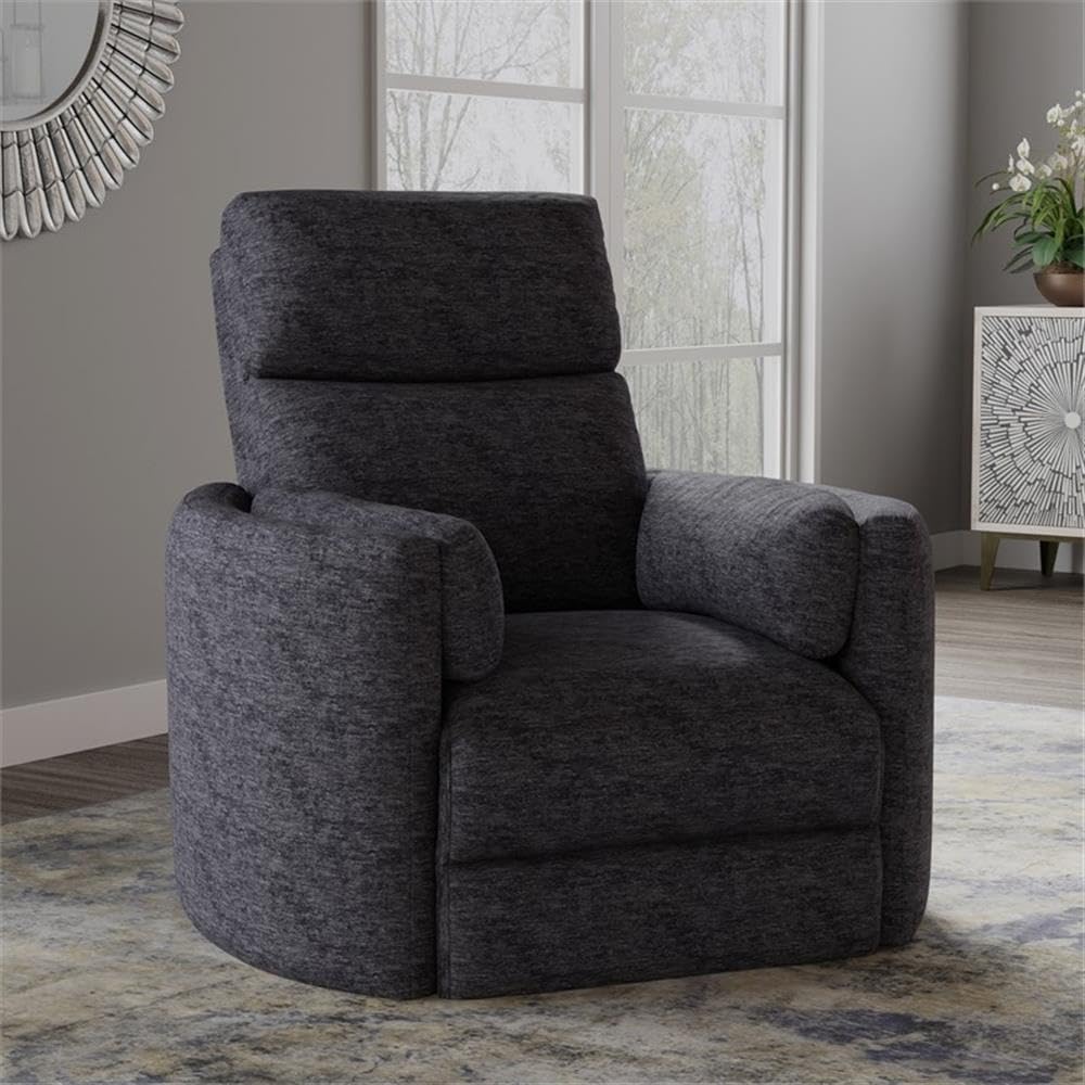 Pemberly Row Contemporary Fabric Swivel Glider Recliner in Ivory