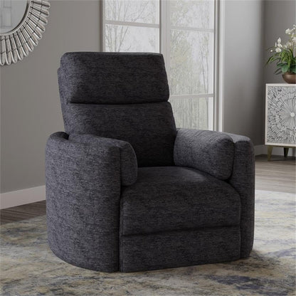Pemberly Row Contemporary Fabric Swivel Glider Recliner in Ivory
