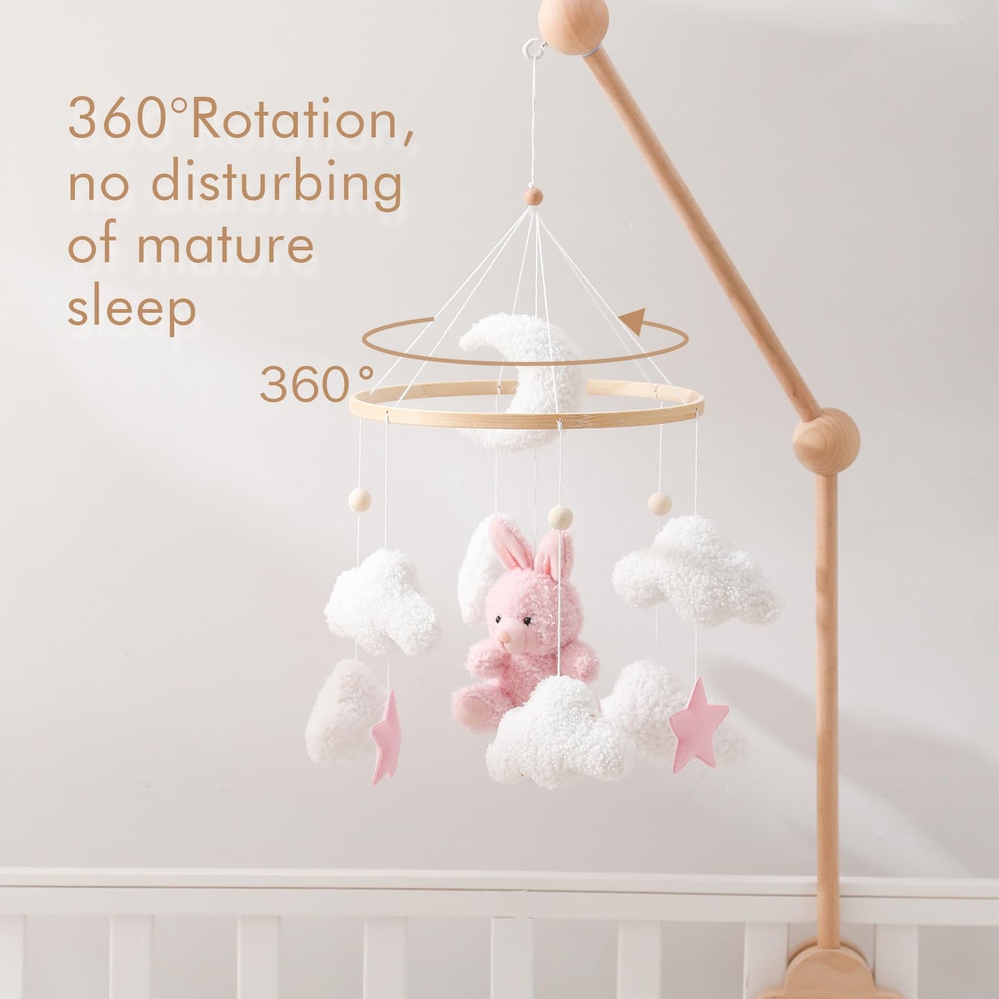 EERKEOD Baby Crib Mobile Bear Nursery Mobile for Boys Girls Teddy Velvet Mobile Nursery Decor for Infant Bedroom Hanging Baby Mobile for Bassinet Newborn Baby Gift（Brown Bear）