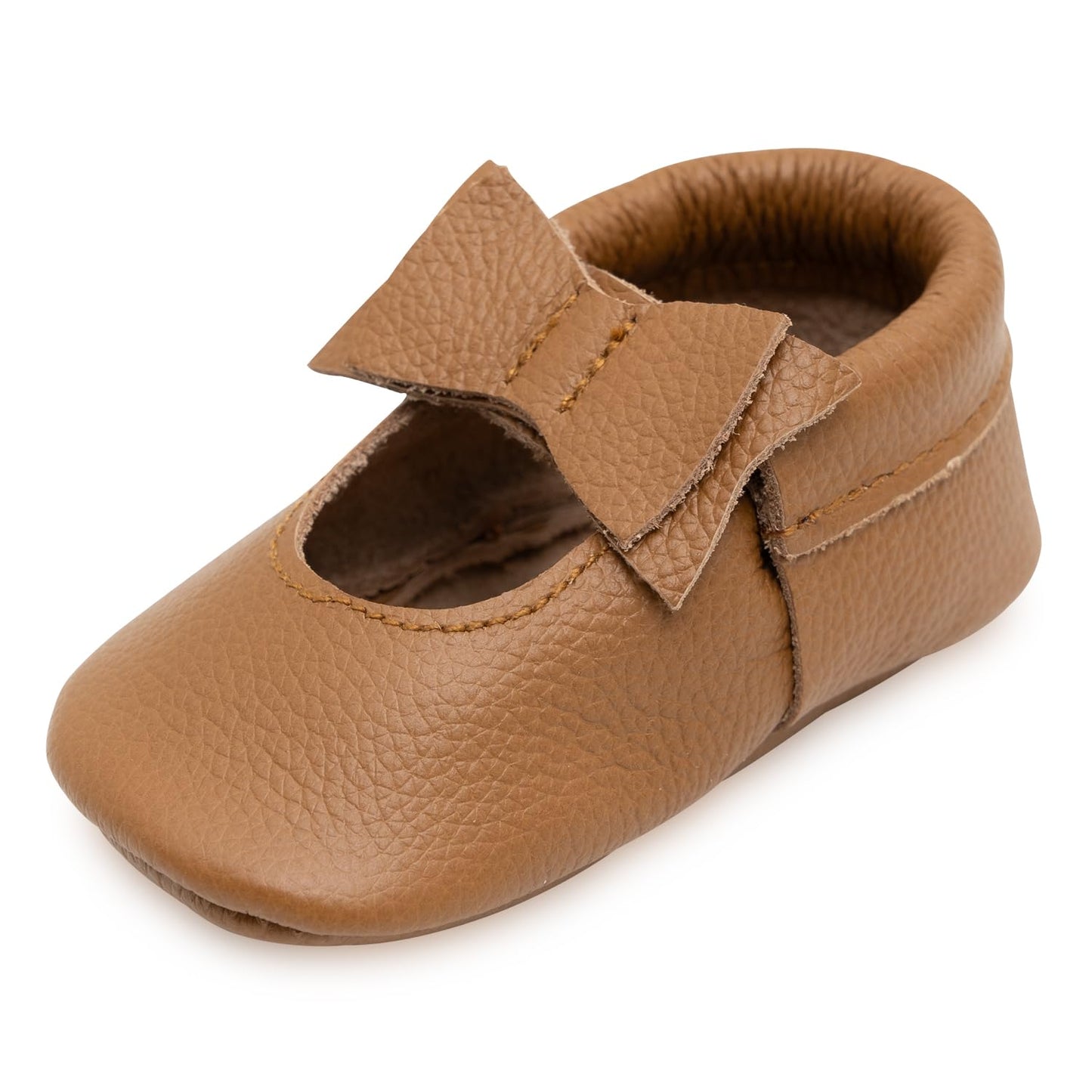 BirdRock Baby Bow and Knot Moccasins - Genuine Leather Baby Girl Shoes