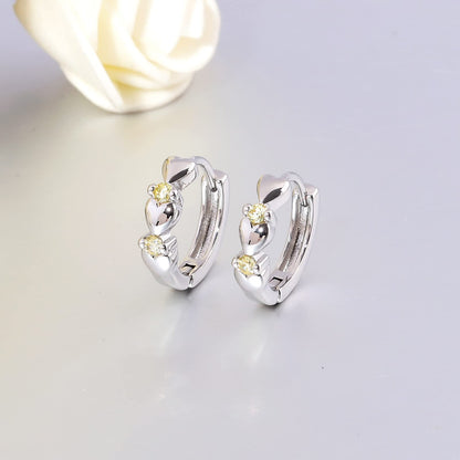 CiNily 14K White Gold Plated Small Hoop Earrings for Women Girls Heart Cubic Zirconia Hypoallergenic Earrings