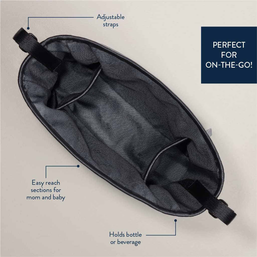 Itzy Ritzy Adjustable Stroller Caddy and Organizer Bag Featuring Front Zippered Pocket, 2 Built-in Interior Pockets & Adjustable Straps to Fit Nearly Any Stroller (Chai)