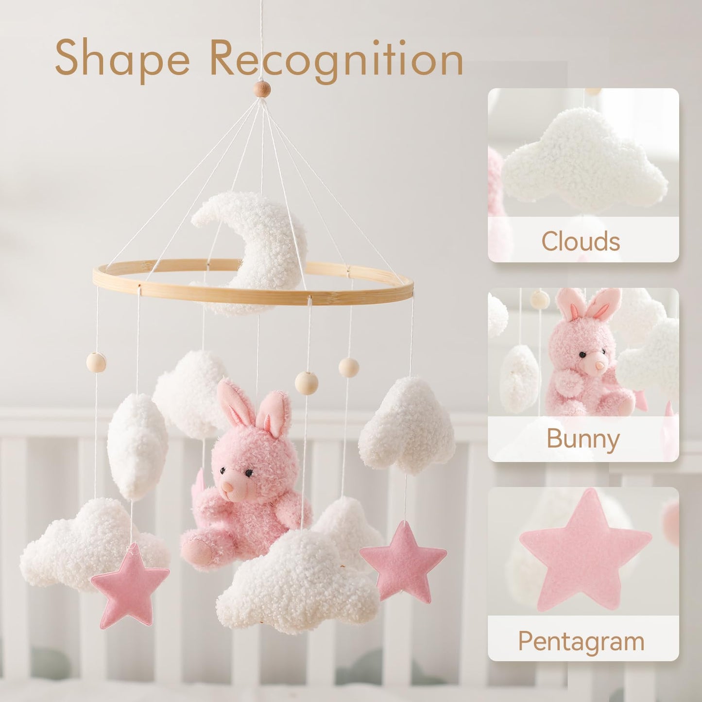 EERKEOD Baby Crib Mobile Bear Nursery Mobile for Boys Girls Teddy Velvet Mobile Nursery Decor for Infant Bedroom Hanging Baby Mobile for Bassinet Newborn Baby Gift（Brown Bear）