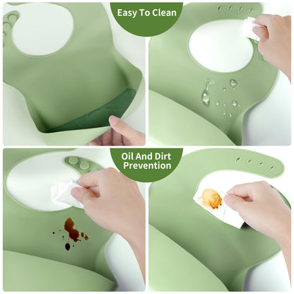 Silicone Baby Feeding Set with BPA-Free Suction Plates, Bowl, Silicone Bibs, Sippy Cup, 2 Set Forks and Spoons for Babies 8PCS Baby Led Weaning Supplies Self Feeding Utensils for Toddlers Kids (Pink)