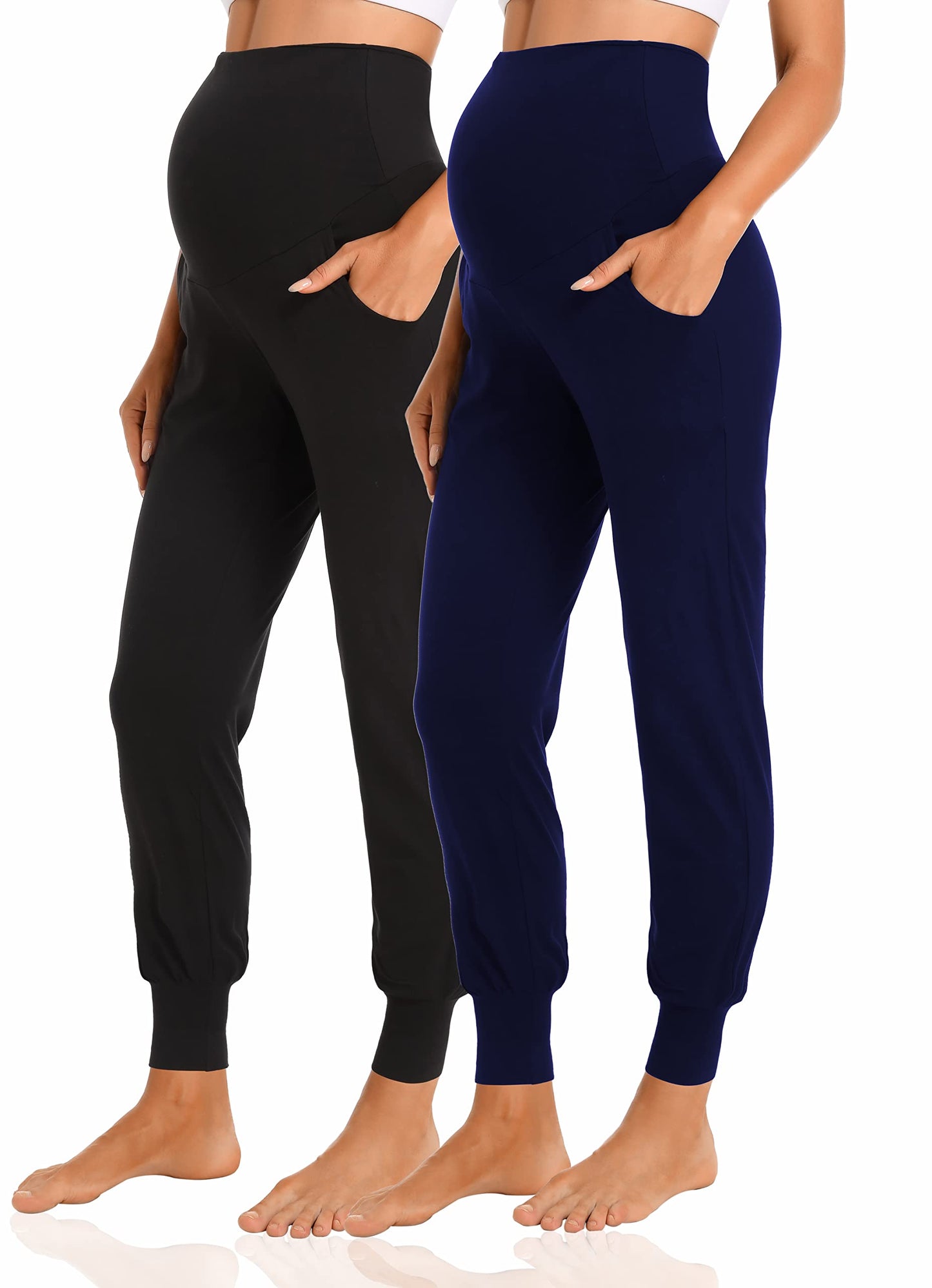 V VOCNI Women's Maternity Pants Maternity Activewear Jogger Track Cuff Sweatpants Over The Belly Stretchy Pregnancy Pants