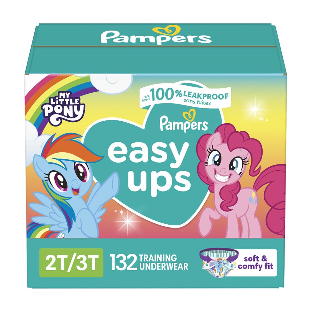 Pampers Training Pants - Easy Ups Girls & Boys - Size 5T-6T, 84 Count, Easy Pull Up & Down Design, My Little Pony Potty Underwear (Packaging May Vary)
