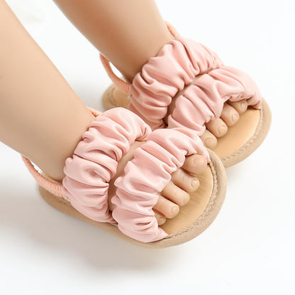GDSDYM Infant Baby Girls Summer Sandals with Flower Bowknot Soft Sole Wedding Dress Flats Newborn First Walkers Crib Dress Shoes