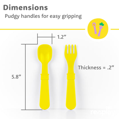 Re-Play Toddler Forks and Spoons Set - 4x4 Utensils Set for Kids - Dishwasher and Microwave Safe - Made in USA - Pack of 8-5.8" x 1.2" x 0.2" - Princess