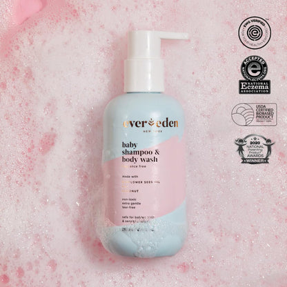 Evereden Baby Shampoo & Body Wash 2-in-1, 8.5 fl oz | Gentle, Non-Toxic, Fragrance-Free, Hydrating Formula for Sensitive Skin