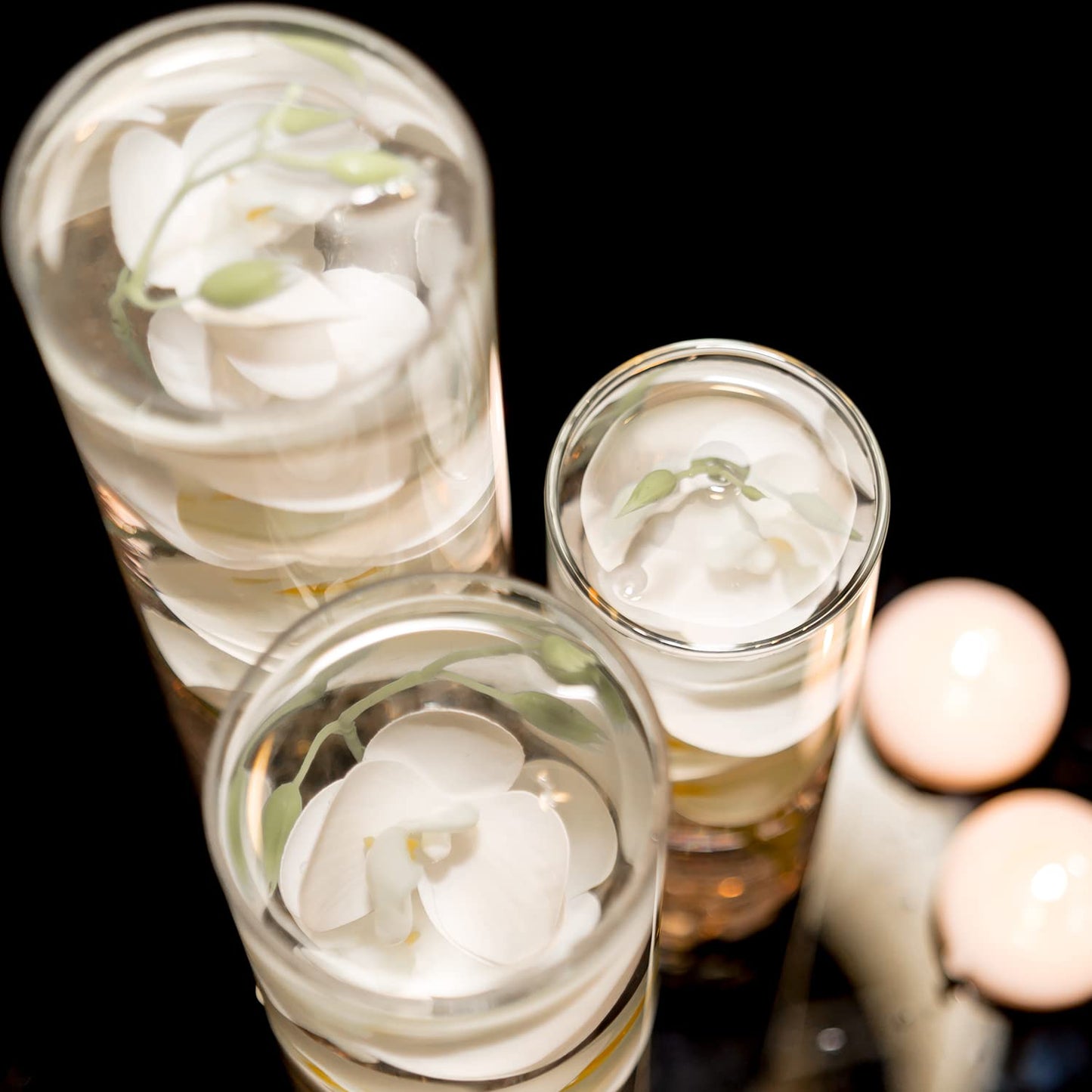 Artificial Phalaenopsis with Candles Diamond Lace Nearly Natural Orchid for Table Centerpiece Wedding Party Home Bar Restaurant Festival Decoration Pink Suit