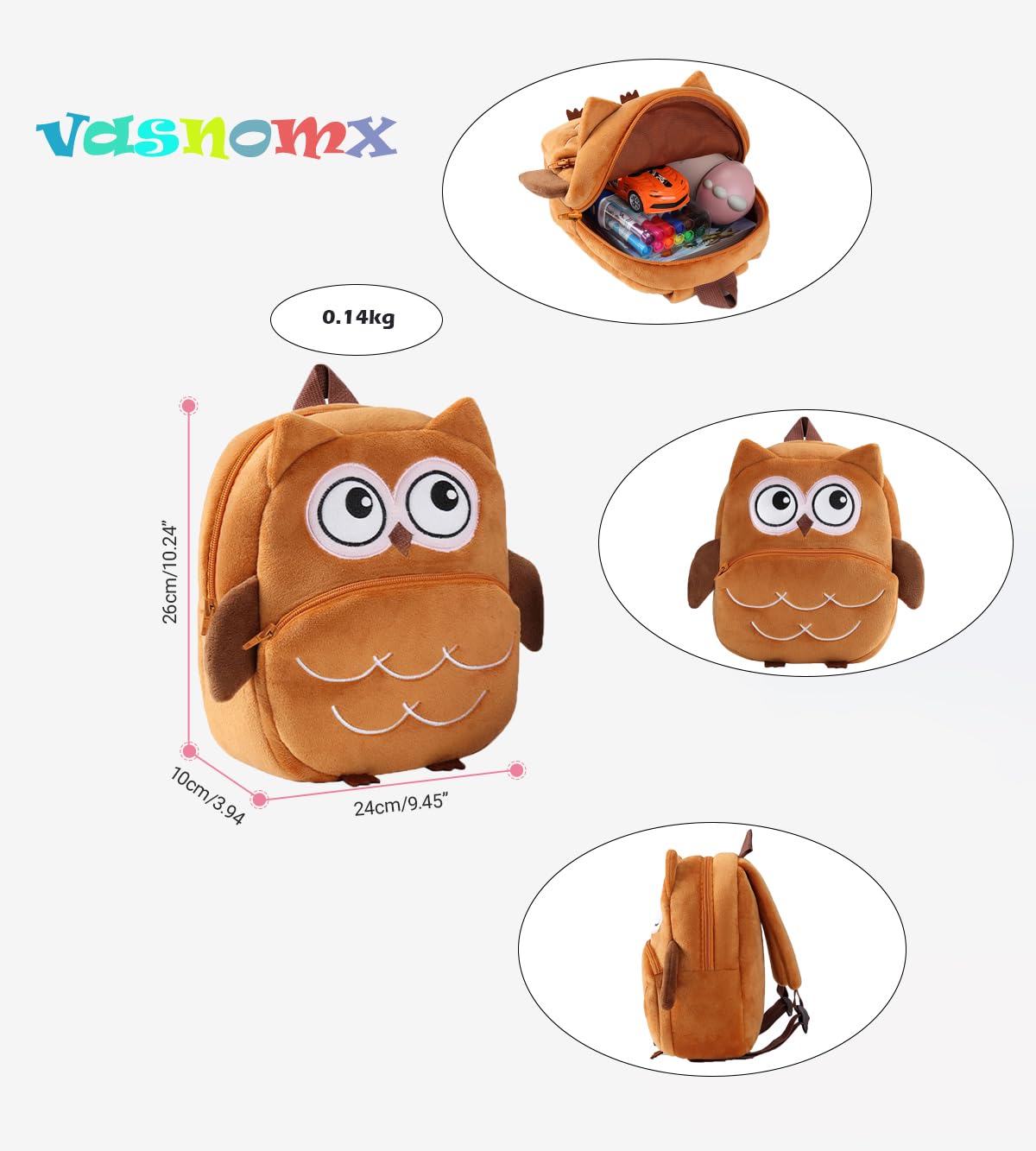 Cute Plush Toddler Backpacks Mini Brown Owl Backpack for Kids Real Littles Backpack for Boy Girl
