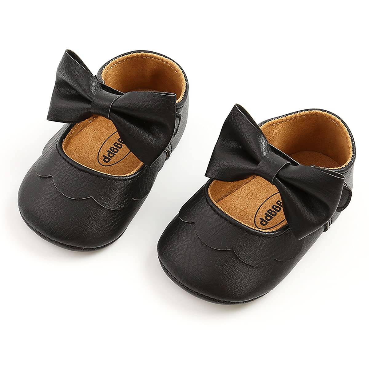 Baby Girls Mary Jane Flats with Bowknot Flowers Soft Newborn Infant First Walkers Crib Shoes Wedding Party Christmas Dress Shoes