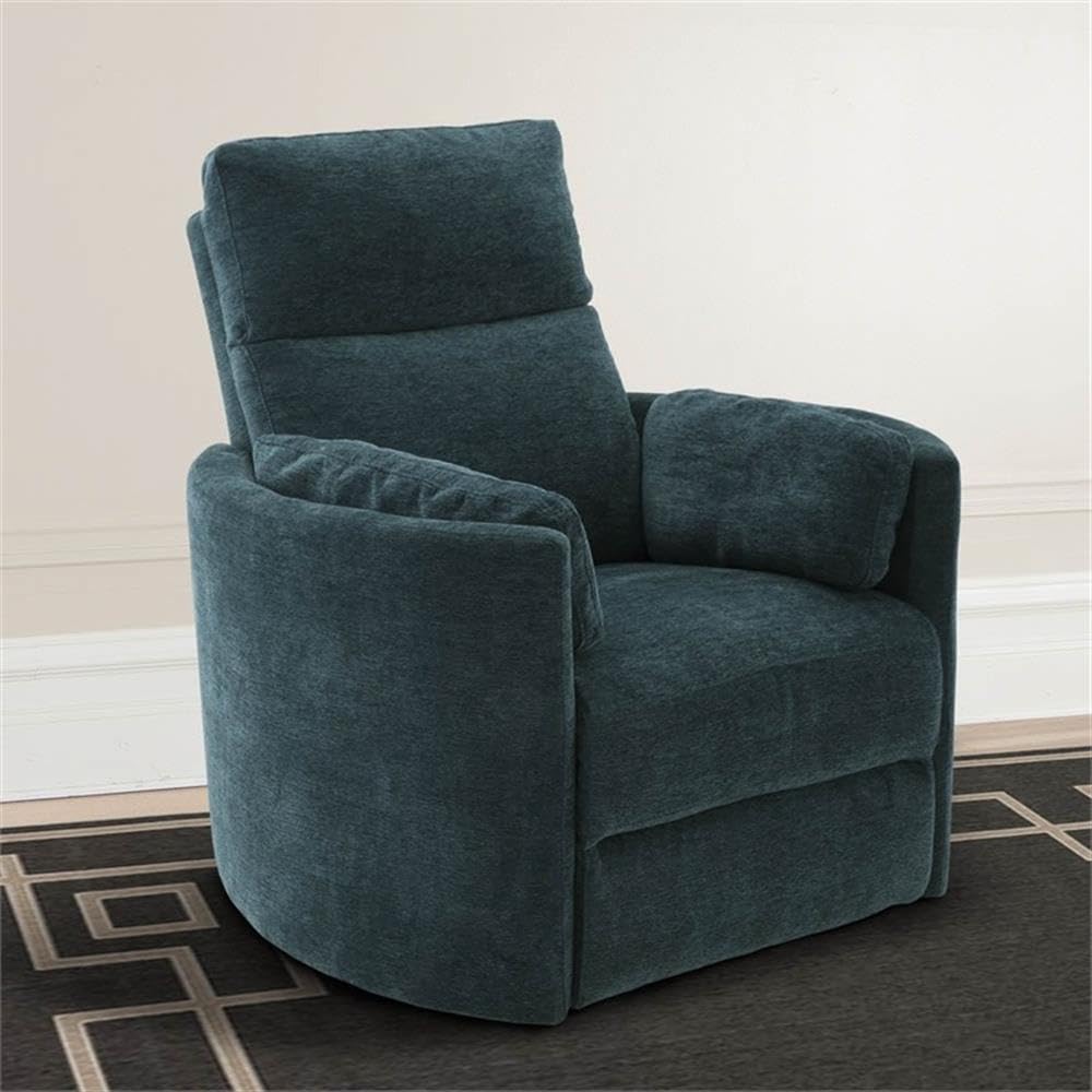 Pemberly Row Contemporary Fabric Swivel Glider Recliner in Ivory