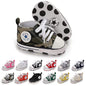 Unisex Baby Girls Boys Canvas High-top Shoes, Newborn Infant Anti-Slip Soft Sole Frist Walking Breathable Sneakers