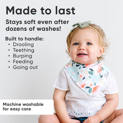 Copper Pearl 4 Pack Soft Cotton Baby Bibs for Drooling and Teething, Absorbent Drool Bibs for Baby Girl and Boy, Adjustable to Fit Newborns to Toddlers, Tons of Styles (Ferra)