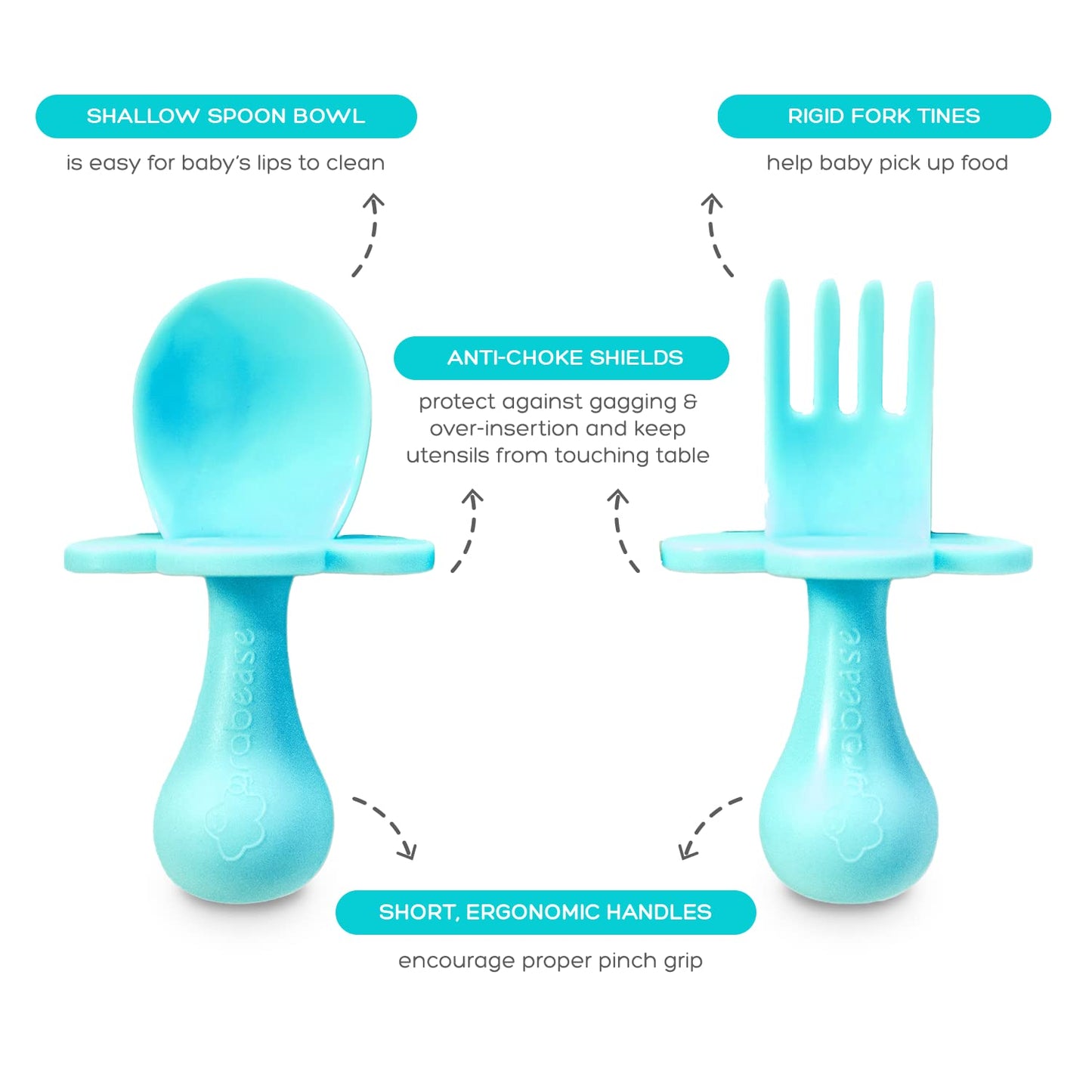 grabease Baby Essentials Must-Haves - Complete Feeding Set for Baby-Led Weaning and Portion Control - Suction Bottoms 4 Piece Set, BPA and Phthalates-Free, Blush