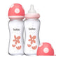 YOHKOH Natural Glass Baby Bottle with Natural Response Nipple, Newborn Anti-Colic Baby Bottles, Wide Neck Mushroom Cap Baby Bottle, Clear (8.8ounce (Pack of 4), Multicolour1)