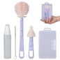 VOOWO Portable Bottle Cleaner Kit Travel Set, Silicone Baby Bottle Cleaner, Straw and Nipple Brush, Soap Dispenser (Purple)
