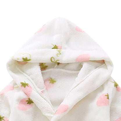 Chamarras de invierno para niños y niñas con estampado de fresa, franela de baño