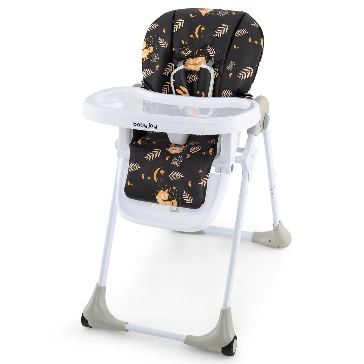 BABY JOY Convertible High Chair for Babies & Toddlers, Height Adjustable, Grow & Go High Chair w/Recline & Footrest, Removable Double Tray, Portable Baby Dinning Chair with Wheels (Beige)