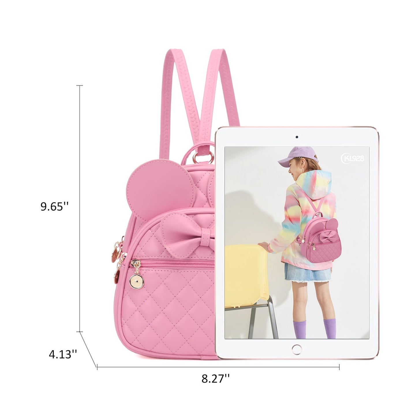 KL928 Girls Bowknot Polka Dot Cute Mini Backpack Small Daypacks Convertible Shoulder Bag Purse for Women