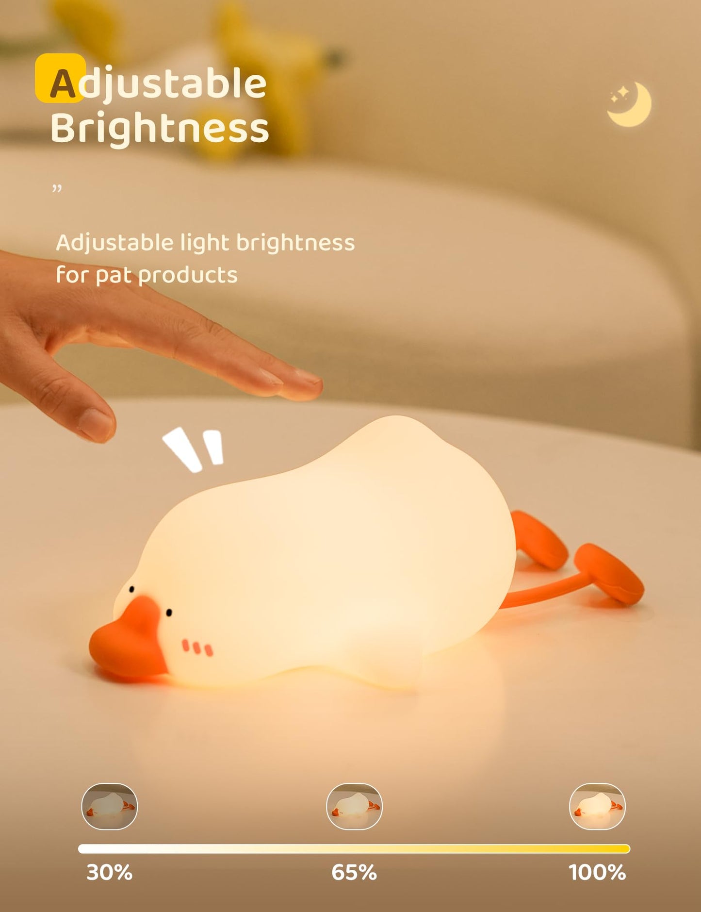 Nursery Night Light, RGB Bunny with 7 Colors & 3 Dim Levels, Rechargeable Silicone, Room Decor & Kids Gift