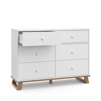 Storkcraft Modern Nursery Changing Table Dresser (White with White) – GREENGUARD Gold Certified, Dresser for Nursery, Changing Table With Drawers