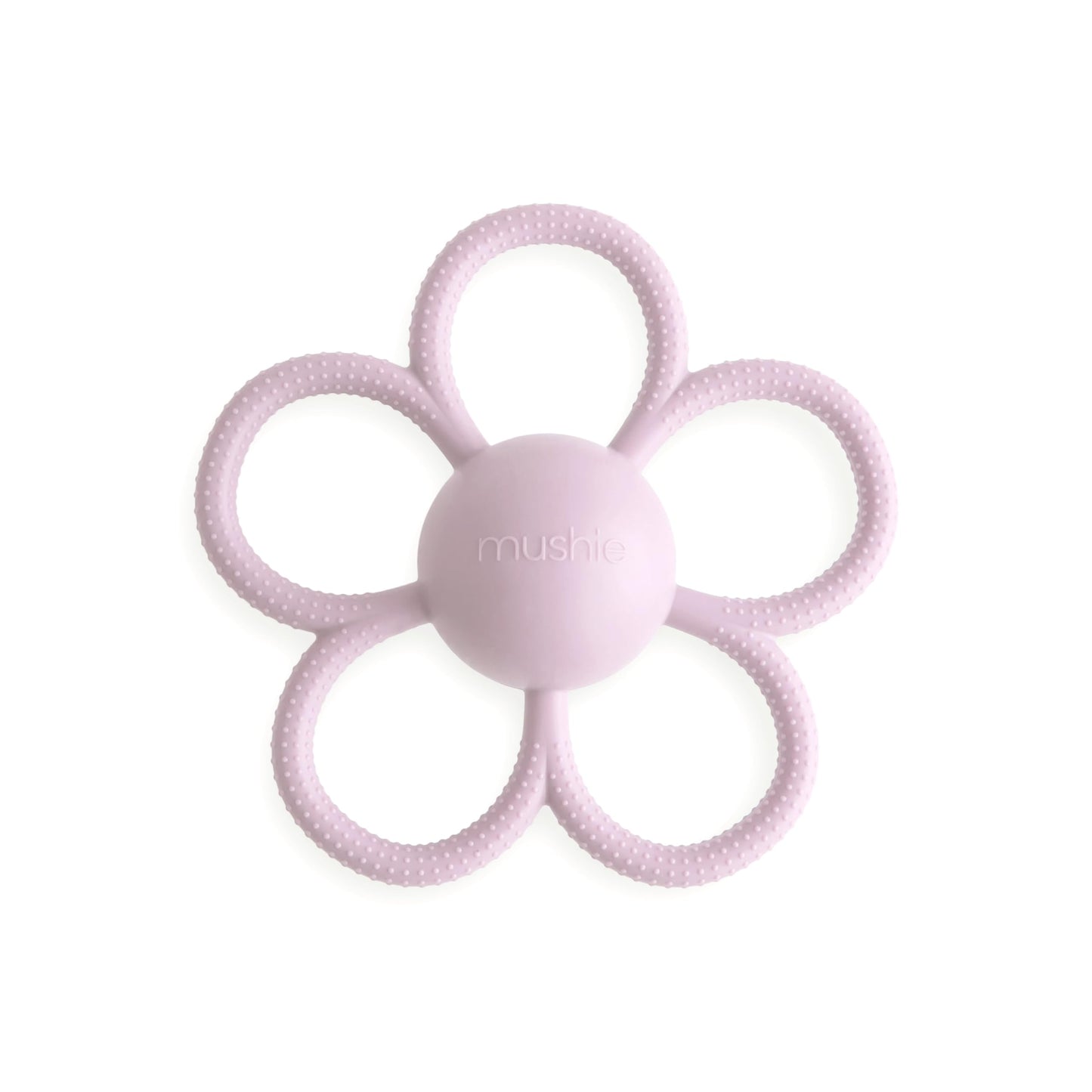 mushie Silicone Baby Daisy Rattle Teether Toy (Dusty Rose)