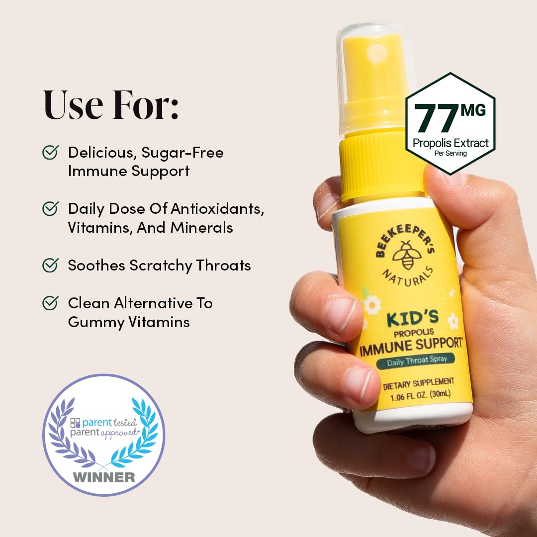 Kids Throat Soothing Lollipops by Beekeeper's Naturals - Doctor Formulated Immune Support, Vitamin D & Honey, Under 2g Sugar, Clean Ingredients,15 ct