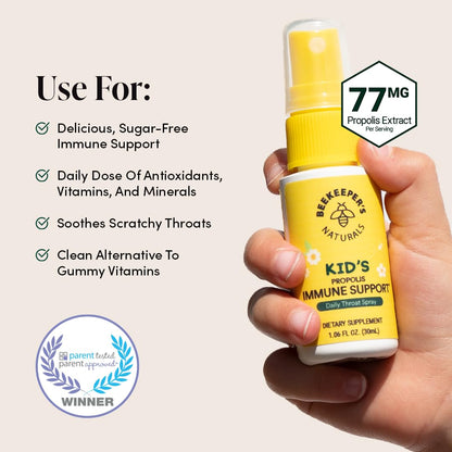 Kids Throat Soothing Lollipops by Beekeeper's Naturals - Doctor Formulated Immune Support, Vitamin D & Honey, Under 2g Sugar, Clean Ingredients,15 ct