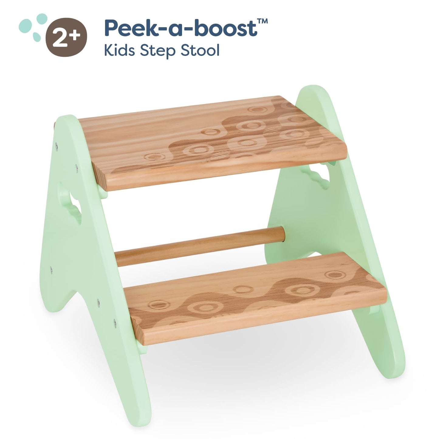 B. spaces – Step Stool For Kids – Wooden Stepping Stool – Step Stool For Bedroom, Bathroom, Kitchen – Furniture For Toddlers, Kids – 2 Years + – Peek-A-Boost - Mint