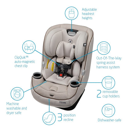 Maxi-Cosi Pria Max All-in-One Convertible Car Seat, Rear Facing Car Seat (4-40 lbs), Forward Facing Car Seat (22-65 lbs), High Back Booster Seat (40-100 lbs), Pure COSI, Desert Wonder