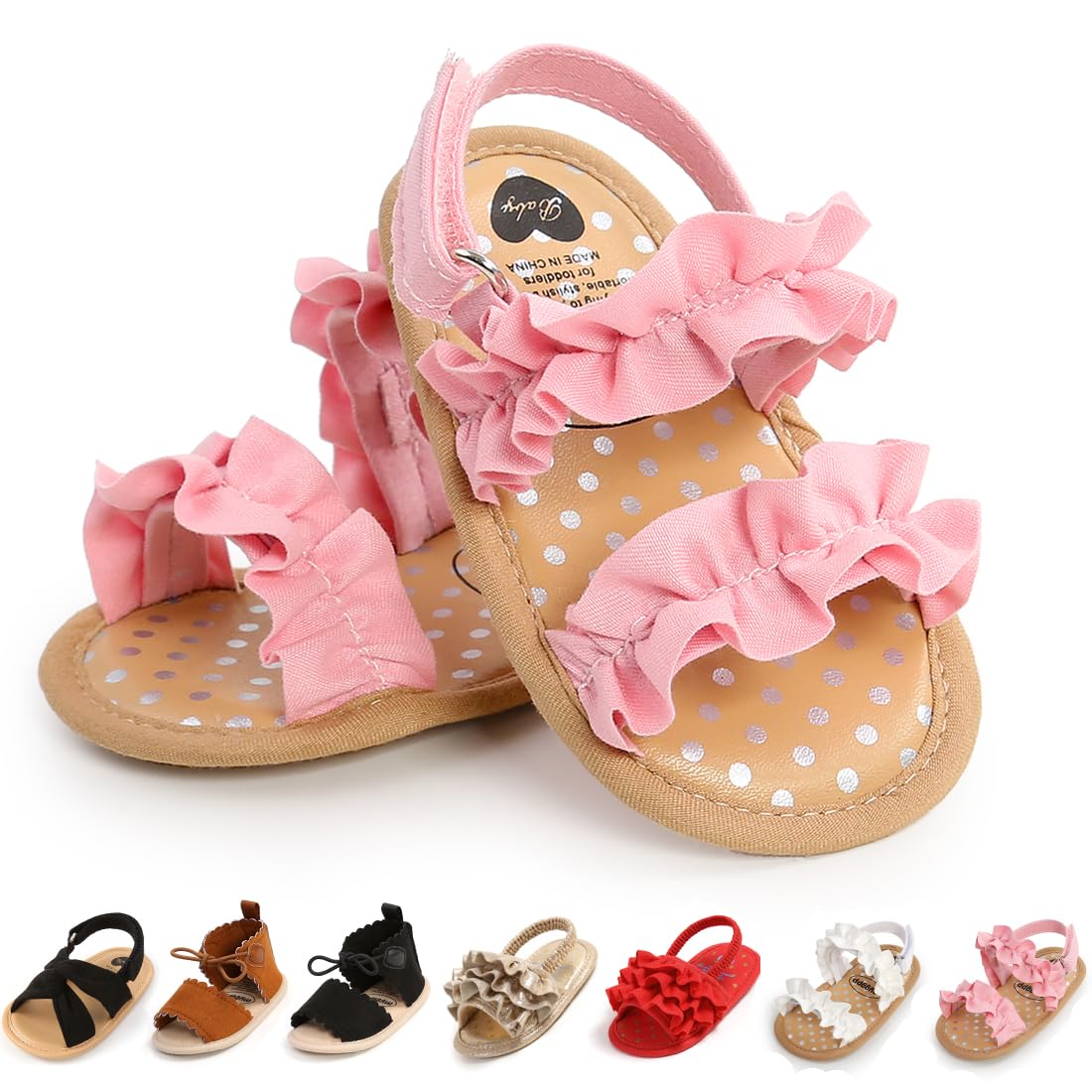 Infant Baby Boys Girls Sandals Summer Baby Wedding Dress Flat Shoes Newborn Crib Shoes First Walkers Prewalkers Shoes