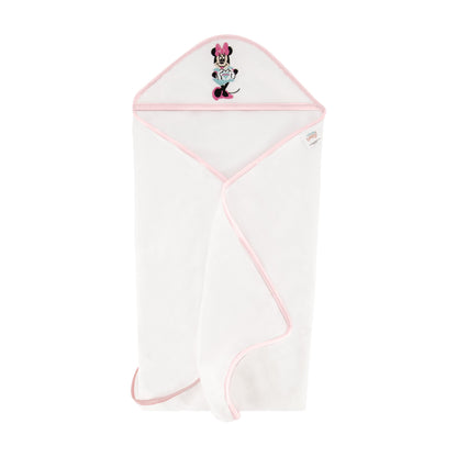 Disney Cudlie Baby Girl Minnie Mouse 2 Pack Rolled/Carded Hooded Towels in Happy Dots Print