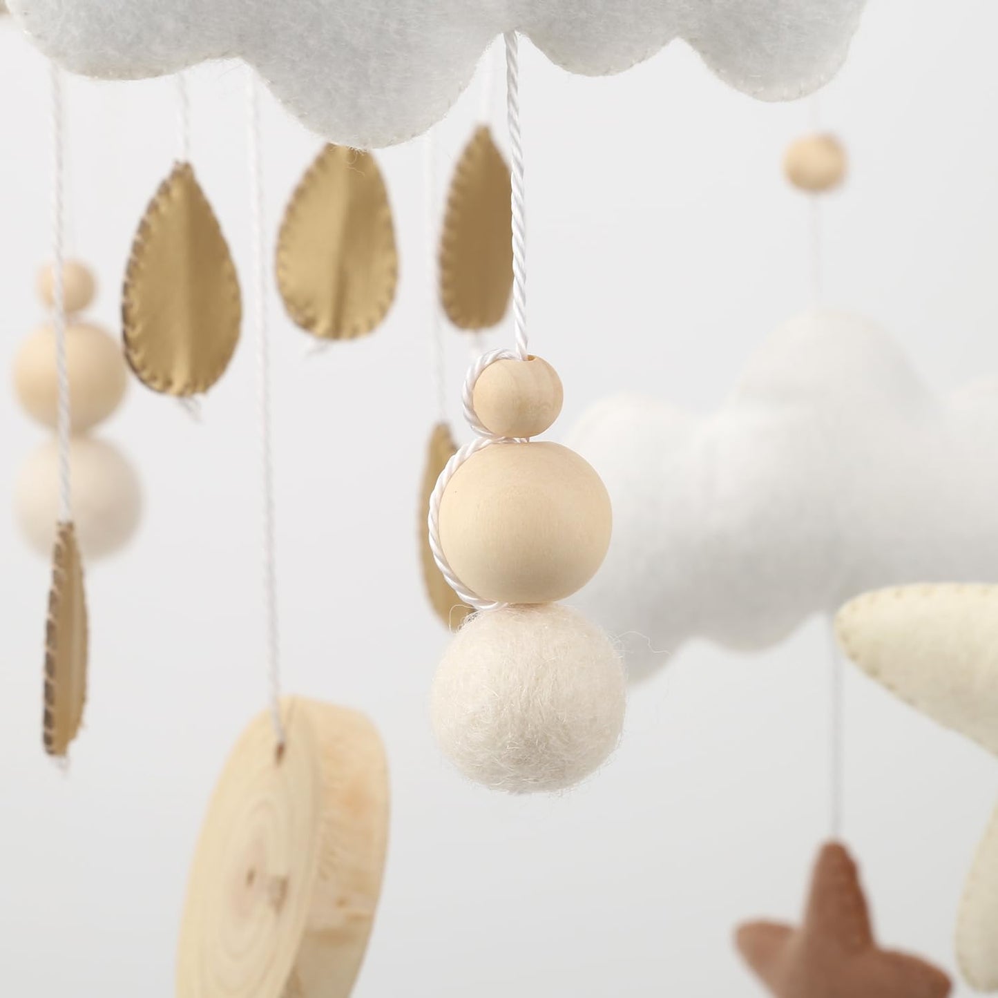 Rainbow Mobile for Crib - A Gender Neutral Boho Mobile for Crib with Gold Stars and Clouds