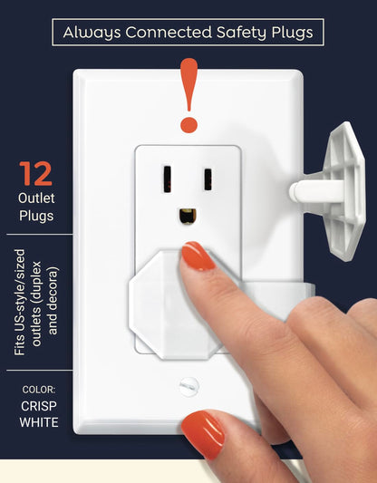 Socket Sitter: Always Connected, Never Lost! No Choking Hazard! Child Safety Cover, Electrical Outlet Cover, Plug Protector, Socket Protector (Pack of 6, Covers 12 outlets) (Blissful Blue)