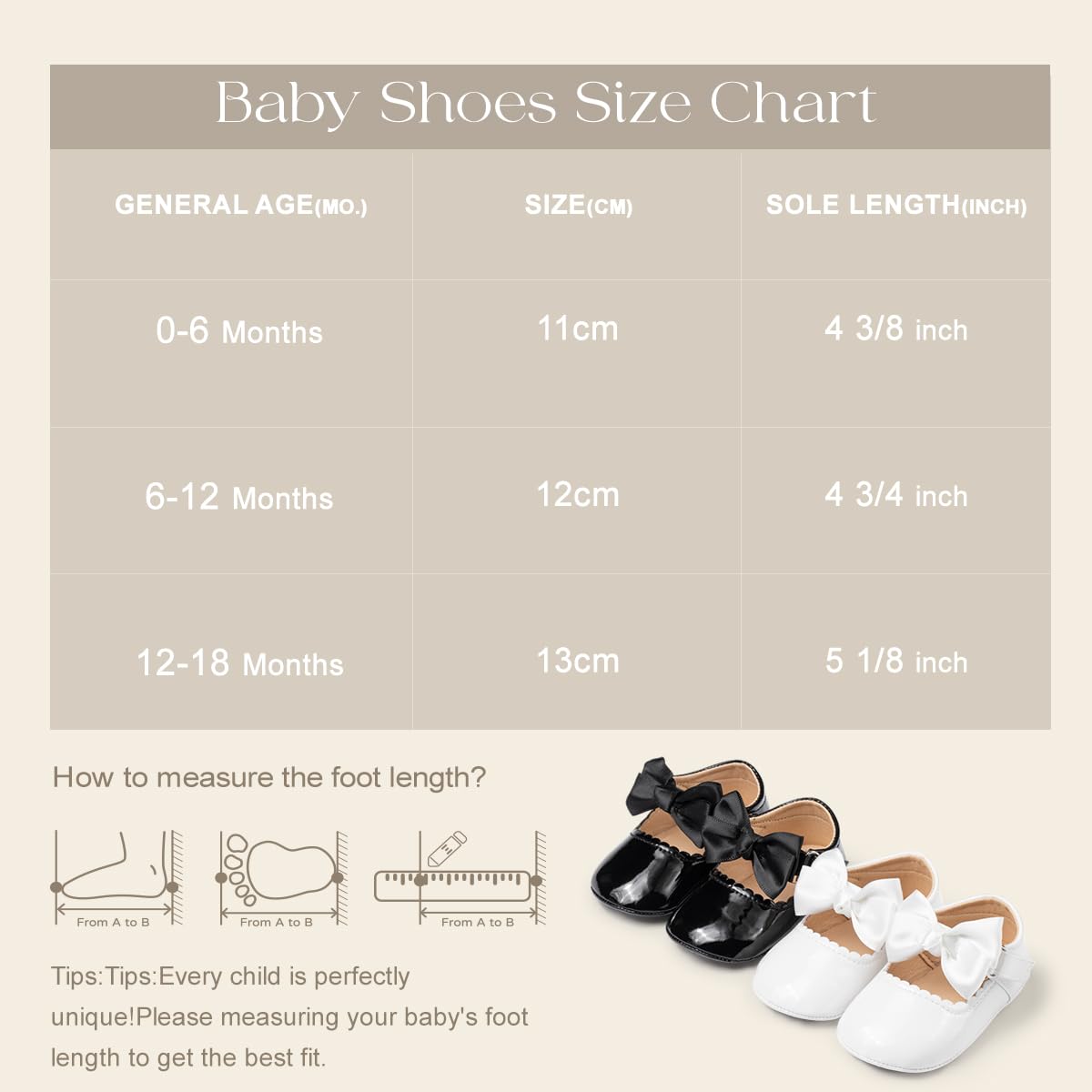 Meckior Infant Baby Girls Boys Handmade Princess Flats Toddler First Walkers Soft PU Leather Non-Slip Crib Wedding Dress Shoes